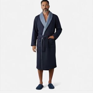 UGG ROBINSON NAVY HEATHER COTTON FLEECE CLASSIC SOFT ROBE, Med/Large, NWOT